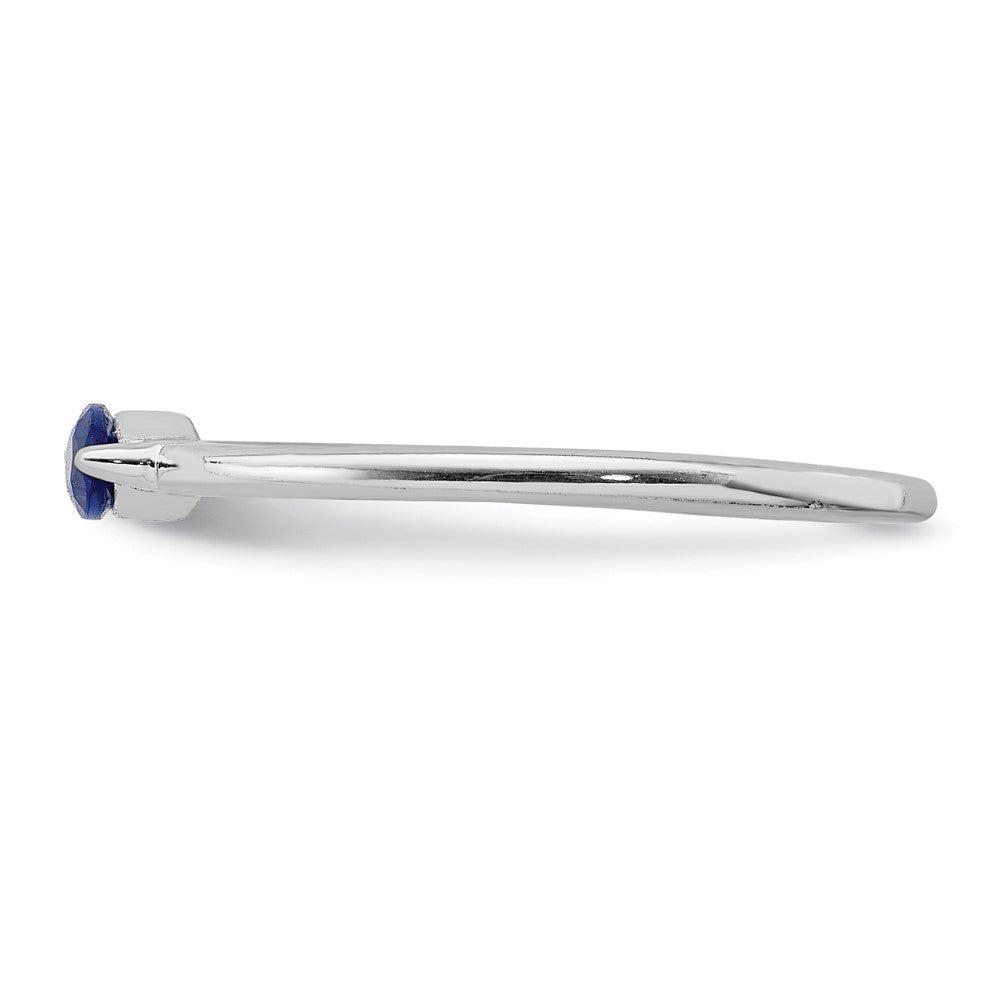 Sterling Silver Rhodium Plated Blue CZ Ring - 2