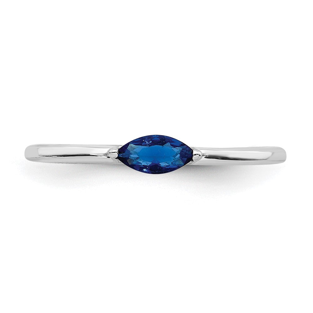 Sterling Silver Rhodium Plated Blue CZ Ring - 2