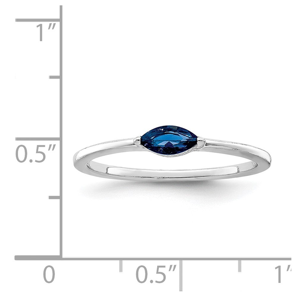 Sterling Silver Rhodium Plated Blue CZ Ring - 2