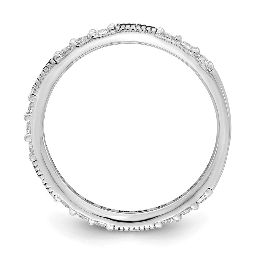 Sterling Silver Rhodium-plated Synthetic Green Spinel & CZ Band - 3