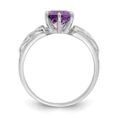 Sterling Silver Rhodium-plated Amethyst Celtic Trinity Ring - 2