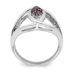 Sterling Silver Rhod-plat Rhodolite Garnet Ring - 3