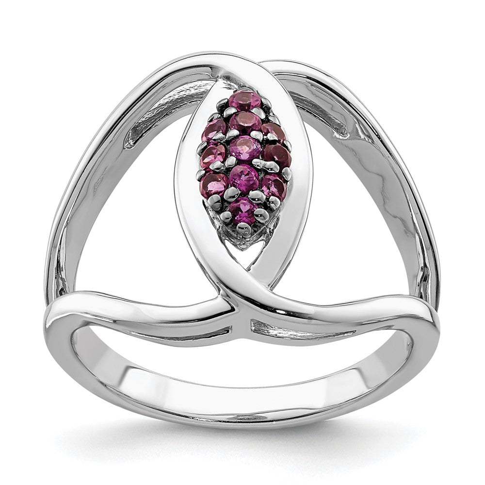 Sterling Silver Rhod-plat Rhodolite Garnet Ring - 3