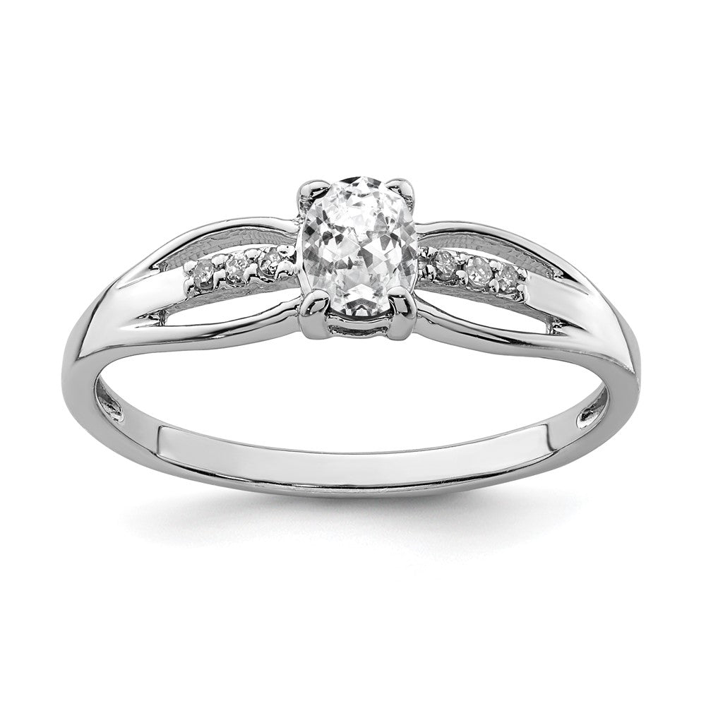 Sterling Silver Rhod-plated Diamond White Topaz Ring - 3