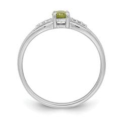 Sterling Silver Rhod-plated Diamond Peridot Ring - 3