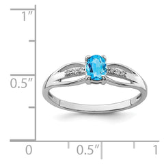 Sterling Silver Rhod-plated Diamond Light Swiss Blue Topaz Ring - 3