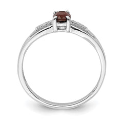 Sterling Silver Rhod-plated Diamond Garnet Ring - 2
