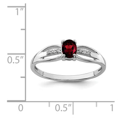 Sterling Silver Rhod-plated Diamond Garnet Ring - 2