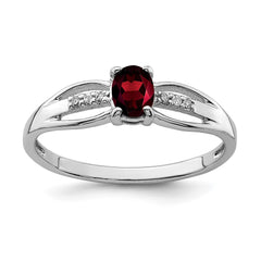 Sterling Silver Rhod-plated Diamond Garnet Ring - 3