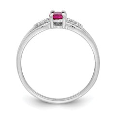 Sterling Silver Rhod-plated Diamond Created Ruby Ring - 2