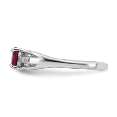Sterling Silver Rhod-plated Diamond Created Ruby Ring - 3