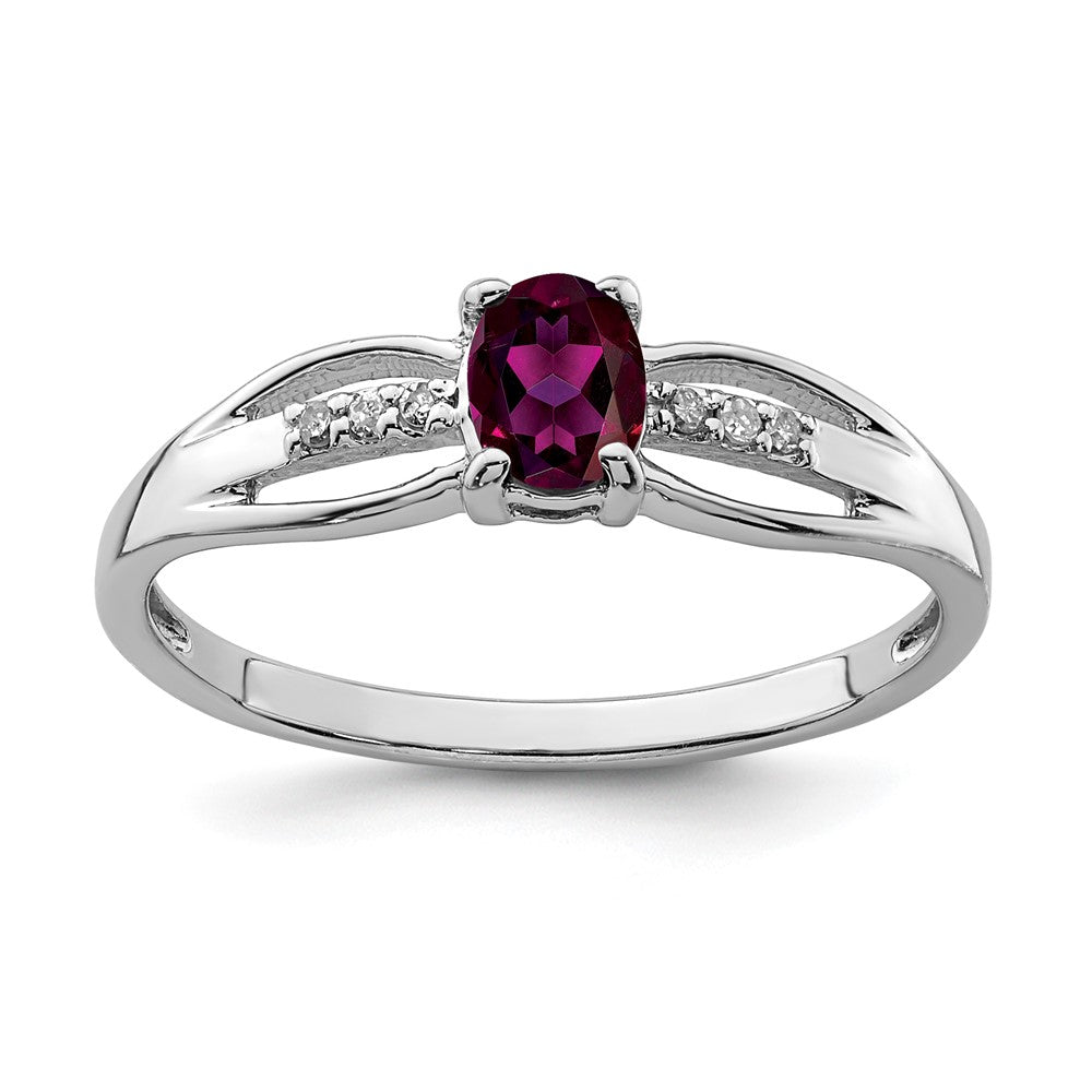 Sterling Silver Rhod-plated Diamond Rhodolite Garnet Ring - 3
