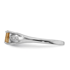 Sterling Silver Rhod-plated Diamond Citrine Ring - 3