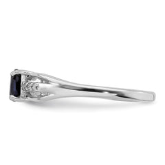Sterling Silver Rhod-plated Diamond Created Sapphire Ring - 3