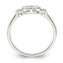 Sterling Silver Rhodium-plated Polished White Topaz Ring - 2
