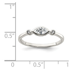 Sterling Silver Rhodium-plated Polished White Topaz Ring - 3