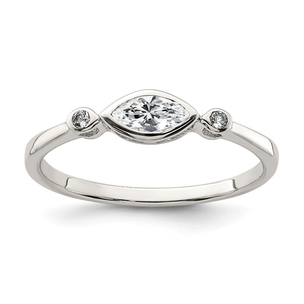 Sterling Silver Rhodium-plated Polished White Topaz Ring - 3