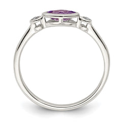 Sterling Silver Rhodium-plated Polished Amethyst/White Topaz Ring - 2