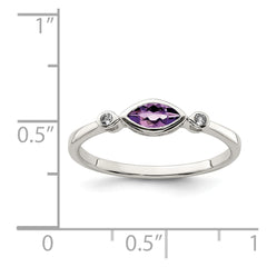 Sterling Silver Rhodium-plated Polished Amethyst/White Topaz Ring - 2