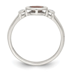 Sterling Silver Rhodium-plated Polished Garnet and White Topaz Ring - 3