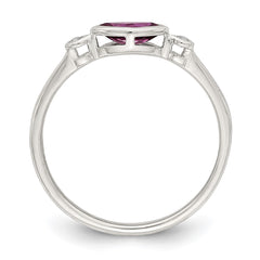 Sterling Silver Rhodium-plated Polished Rhololite and White Topaz Ring - 3