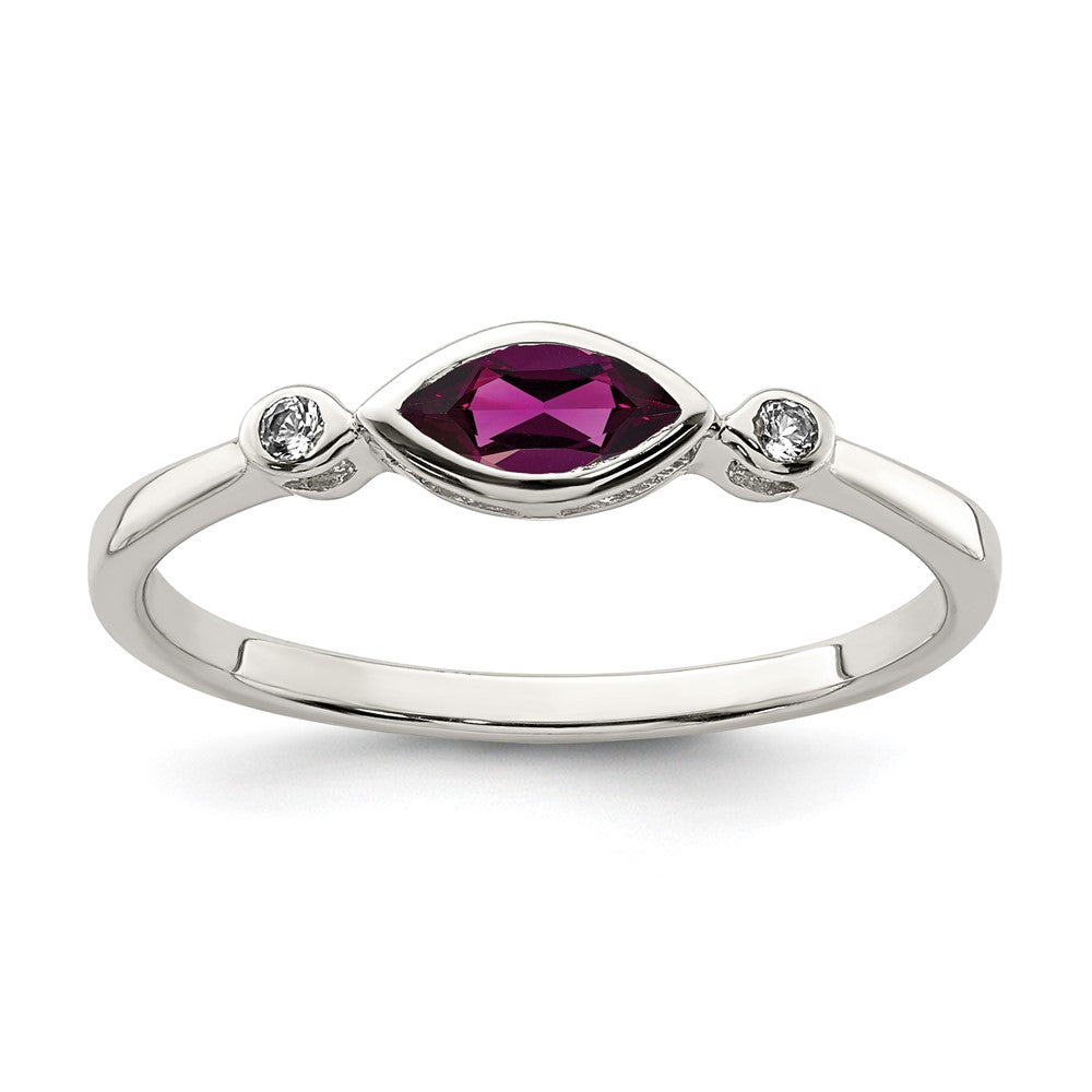 Sterling Silver Rhodium-plated Polished Rhololite and White Topaz Ring - 3