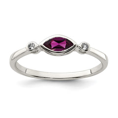 Sterling Silver Rhodium-plated Polished Rhololite and White Topaz Ring - 3