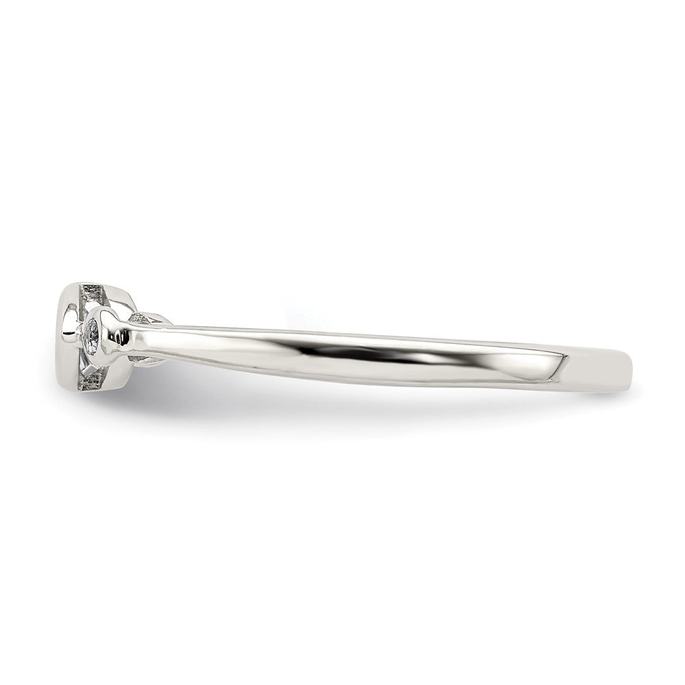 Sterling Silver Rhodium-plated Polished Aquamarine/White Topaz Ring - 3