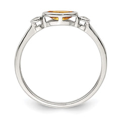 Sterling Silver Rhodium-plated Polished Citrine and White Topaz Ring - 3