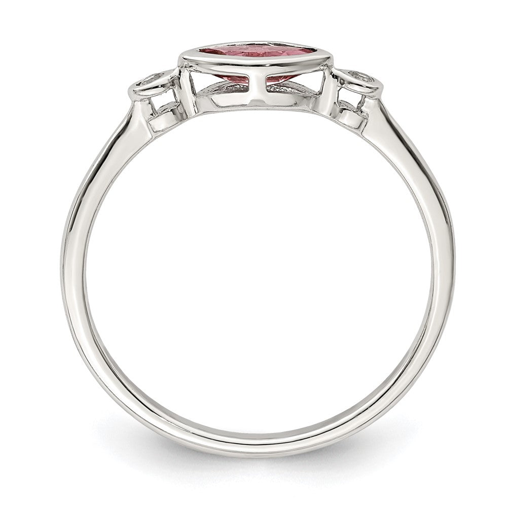 Sterling Silver Rhod-pltd Polished Pink Tourmaline/ White Topaz Ring - 3