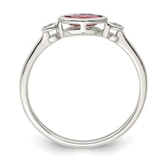 Sterling Silver Rhod-pltd Polished Pink Tourmaline/ White Topaz Ring - 3