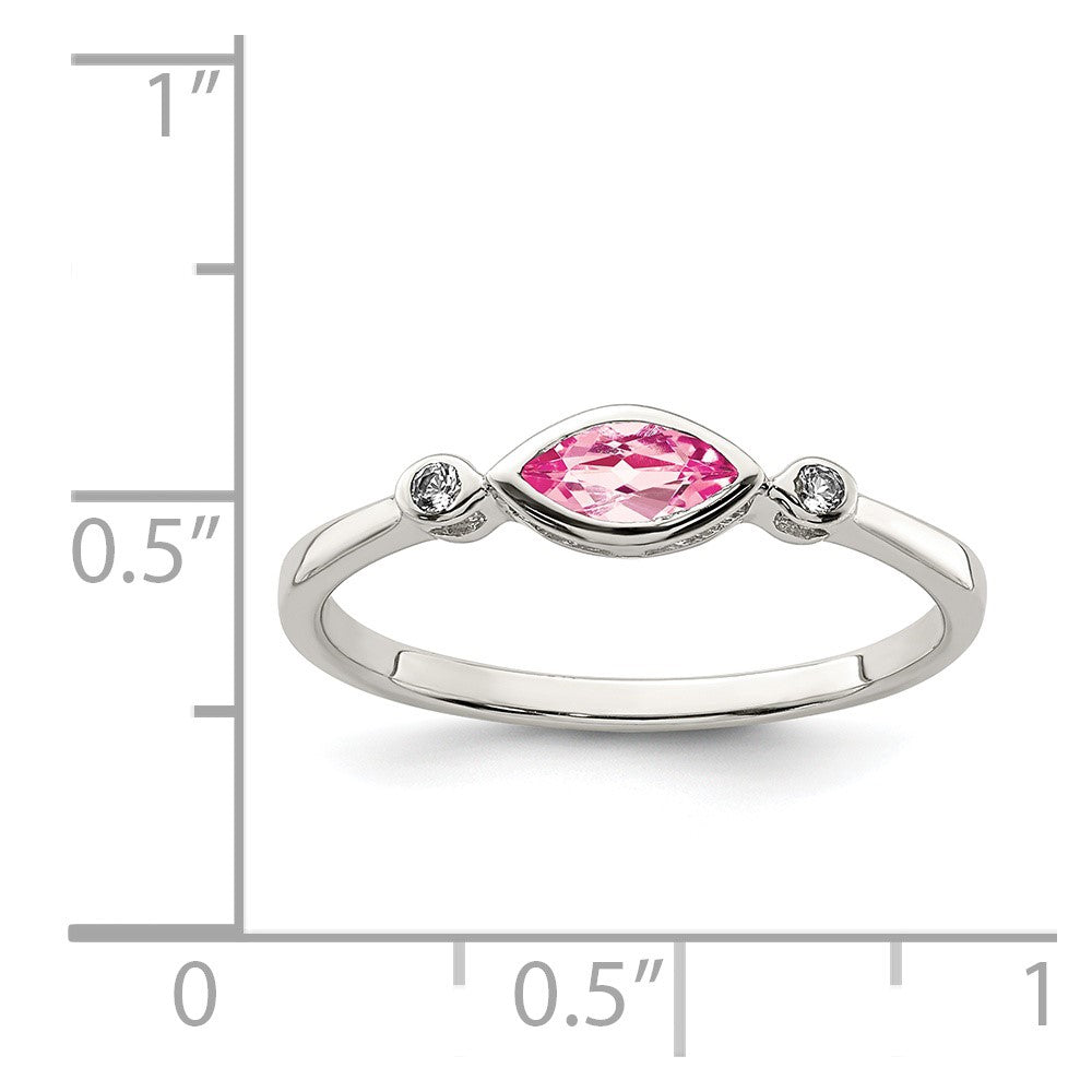 Sterling Silver Rhod-pltd Polished Pink Tourmaline/ White Topaz Ring - 3