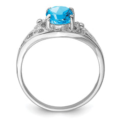 Sterling Silver Rhodium Blue Topaz Ring - 19