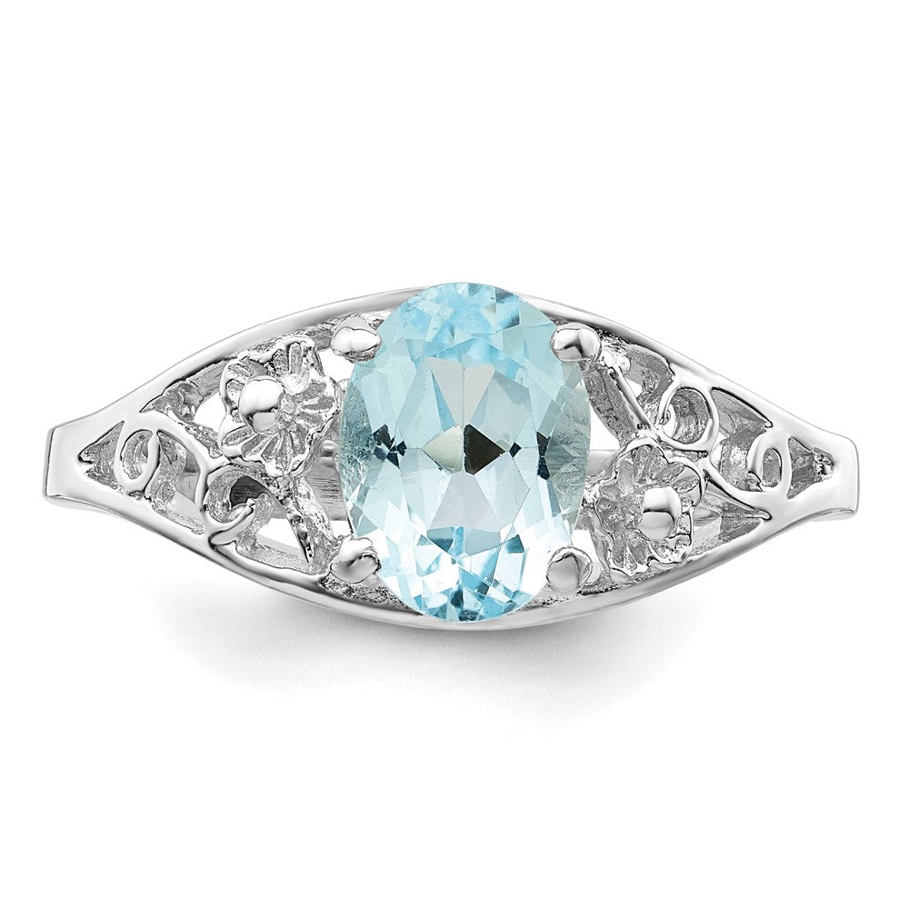 Sterling Silver Rhodium Blue Topaz Ring - 18