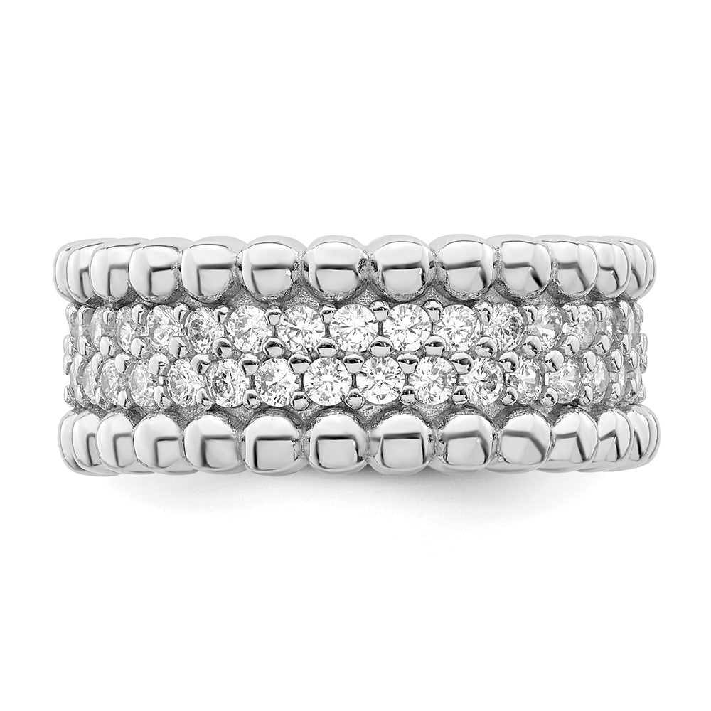 Sterling Silver Rhodium Plated CZ Ring - 12