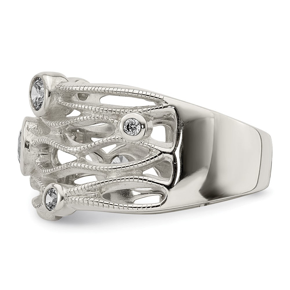 Sterling Silver Fancy CZ Ring - 5