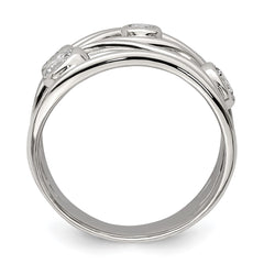 Sterling Silver Fancy CZ Ring - 6