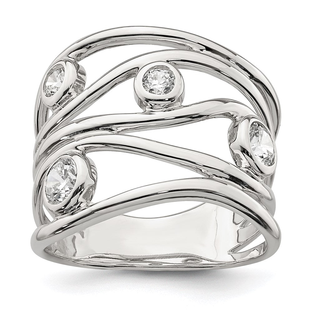 Sterling Silver Fancy CZ Ring - 6
