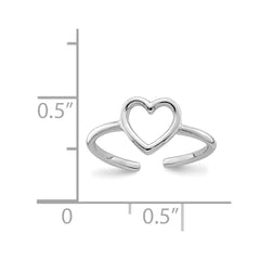 Sterling Silver Rhodium-plated Polished Heart Toe Ring