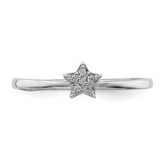 Sterling Silver Rhodium Plated CZ Star Ring - 3