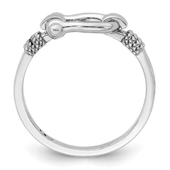 De-Ani Sterling Silver Rhodium-Plated Polished Shackle with Rope Trim Ring - 3