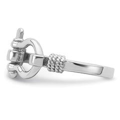 De-Ani Sterling Silver Rhodium-Plated Polished Shackle with Rope Trim Ring - 3