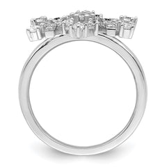 Sterling Silver Rhodium-plated CZ Snowflake Ring - 3
