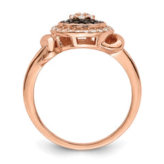 Sterling Silver Rose-tone Black Rhodium-plated CZ Fancy Ring - 2