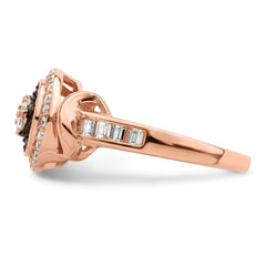 Sterling Silver Rose-tone Black Rhodium-plated CZ Fancy Ring - 2