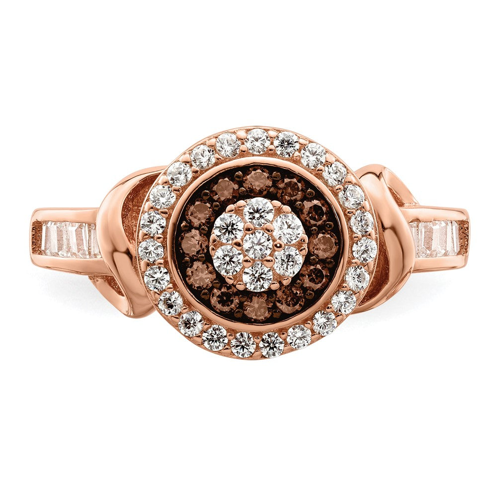 Sterling Silver Rose-tone Black Rhodium-plated CZ Fancy Ring - 2