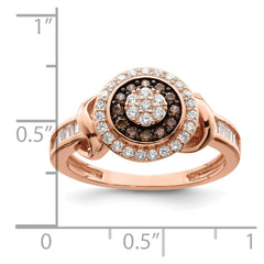 Sterling Silver Rose-tone Black Rhodium-plated CZ Fancy Ring - 2