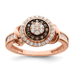 Sterling Silver Rose-tone Black Rhodium-plated CZ Fancy Ring - 2