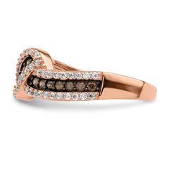 Sterling Silver Rose-tone Black Rhodium-plated CZ Fancy Ring - 4