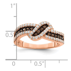 Sterling Silver Rose-tone Black Rhodium-plated CZ Fancy Ring - 3